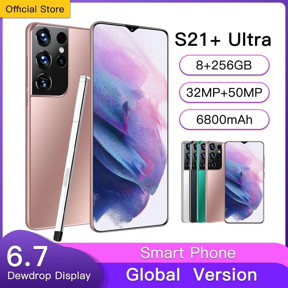 

Hot Sale Galxy S21+Ultra 2021 Global Version Smartphone MTK6889 10Core 5G 6.7Inch Cell Phone 8+256G 32+50MP 6800MAH Android11