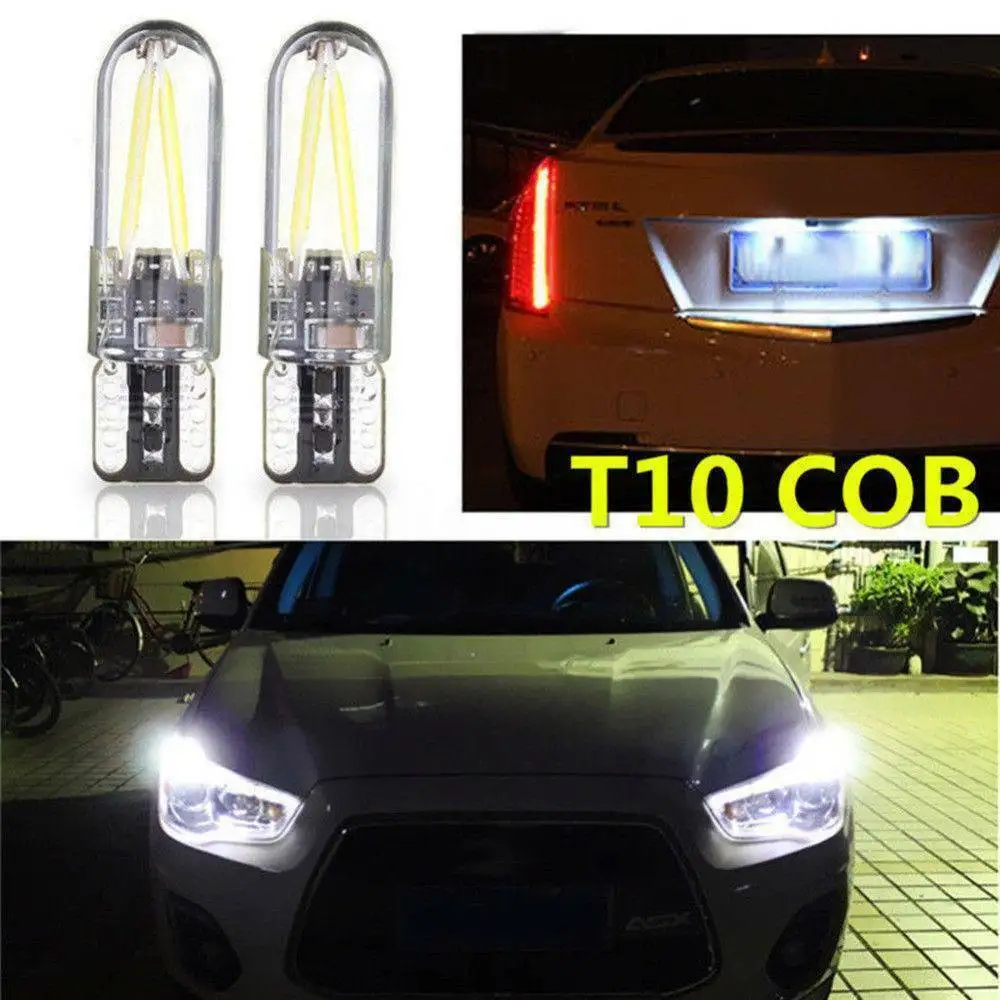 

4Pcs T10 194 168 W5W COB LED Long Lifespan Low Consumption High Power CANBUS Silica Bright Glass License Light Bulbs