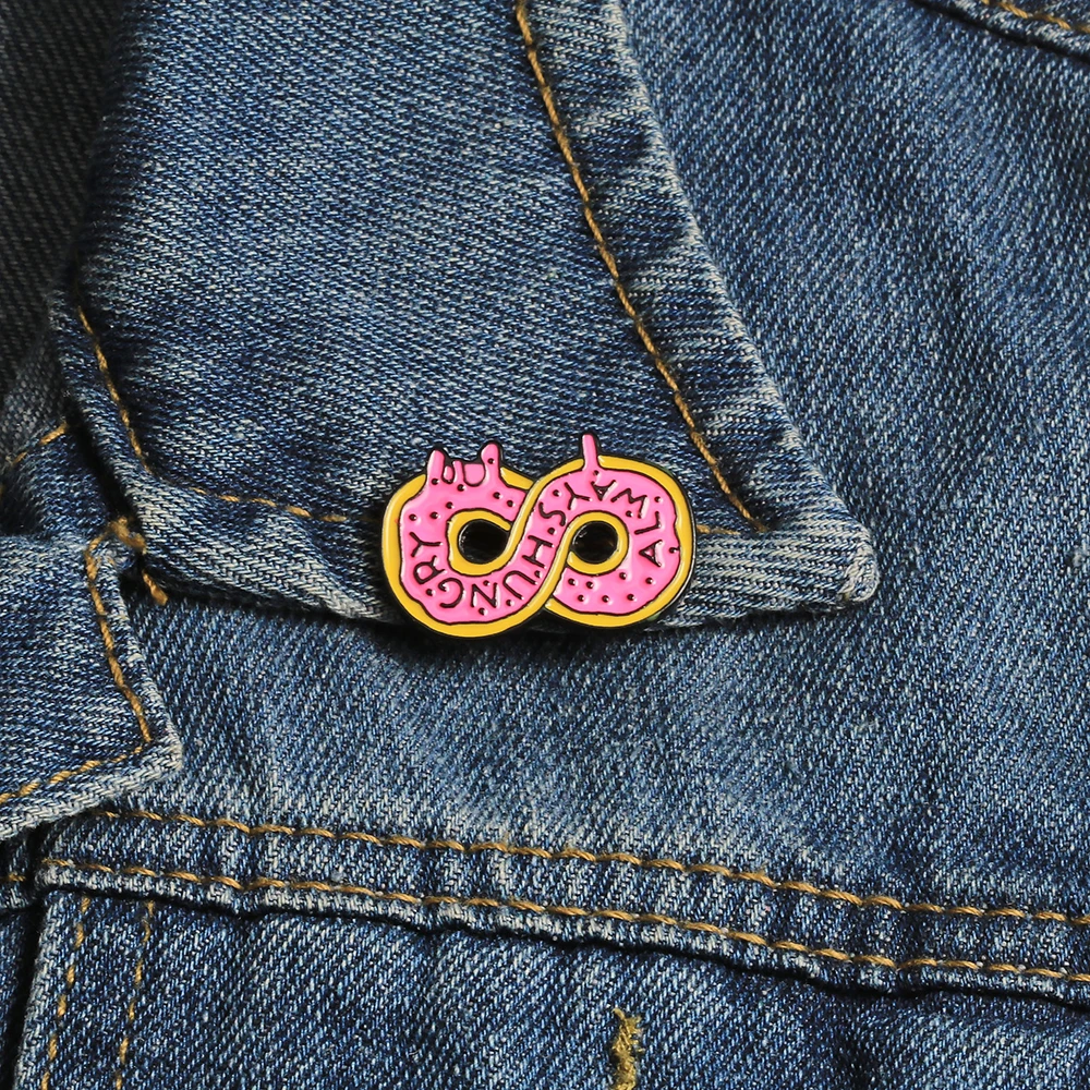 ALWAYS HUNGRY Infinity Symbol розовые пончики еда броши этикетка булавка сладкий торт десерт