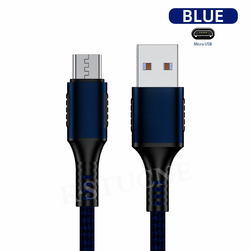 Кабель Micro USB 3A для Xiaomi Redmi Note 5 Pro, кабель Micro USB для зарядки и передачи данных для huawei samsung S7 S6, кабели для мобильных телефонов Android - Цвет: Синий