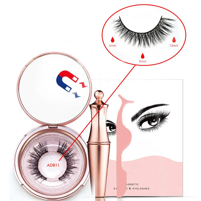 AD811 Liquid Magnetic Eyeliner Set And Magnetic False Eyelashes Tweezer Magnetic Eyeliner Waterproof Long Lasting Eyeliner Eyelashes - Цвет: AD811