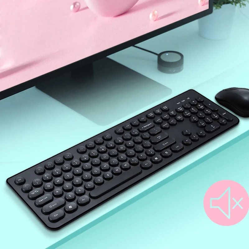 

Retro Punk Wireless Keyboard Mouse Set Ergonomics Mini Waterproof Lightweight JR Deals