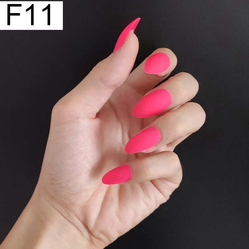F11 Stiletto x 1PC 24 шт./компл. стилет балерина гроб круглый овальной формы с полным покрытием матовая накладные ногти для ног, мягкая на ощупь, накладные ногти искусственные ногти Нейл Арта, набор - Цвет: F11 Stiletto x 1PC