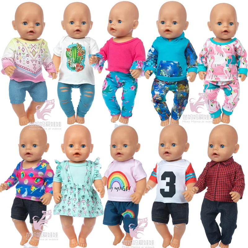 

43cm reborn Baby Doll clothes shirt vest dress 18 inch american og girl doll clothes pants set