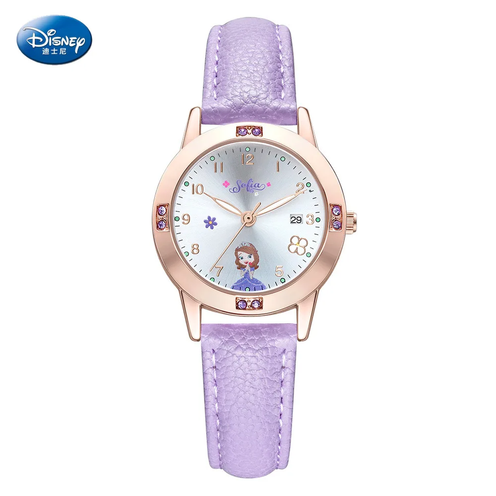 

Disney Princess Watch Sofia Fashion Calendar Quartz Watch High School Student Belt Girl Watch Luminous Hands Watch Women Alloy
