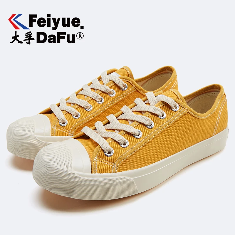 Feiyue/обувь; женская парусиновая обувь; коллекция 2063 года; обувь на плоской подошве в стиле ретро; эластичная стелька; Повседневная обувь; сезон осень; Новинка года; стильная желтая обувь на плоской подошве