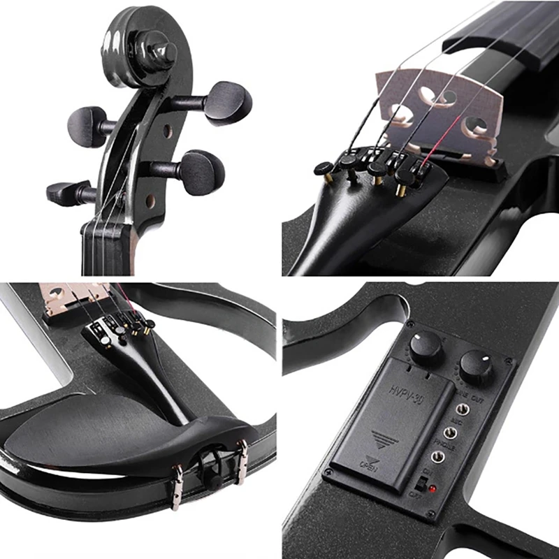 Электронная скрипка для начинающих 4/4 черное дерево электронная вводный набор |