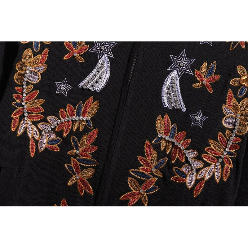 

Black Casual Knit Tracksuit Outfits Manual Diamond Embroidery Knitted Cardigan Sweater Pencil Pants Women Knitting Sets Female