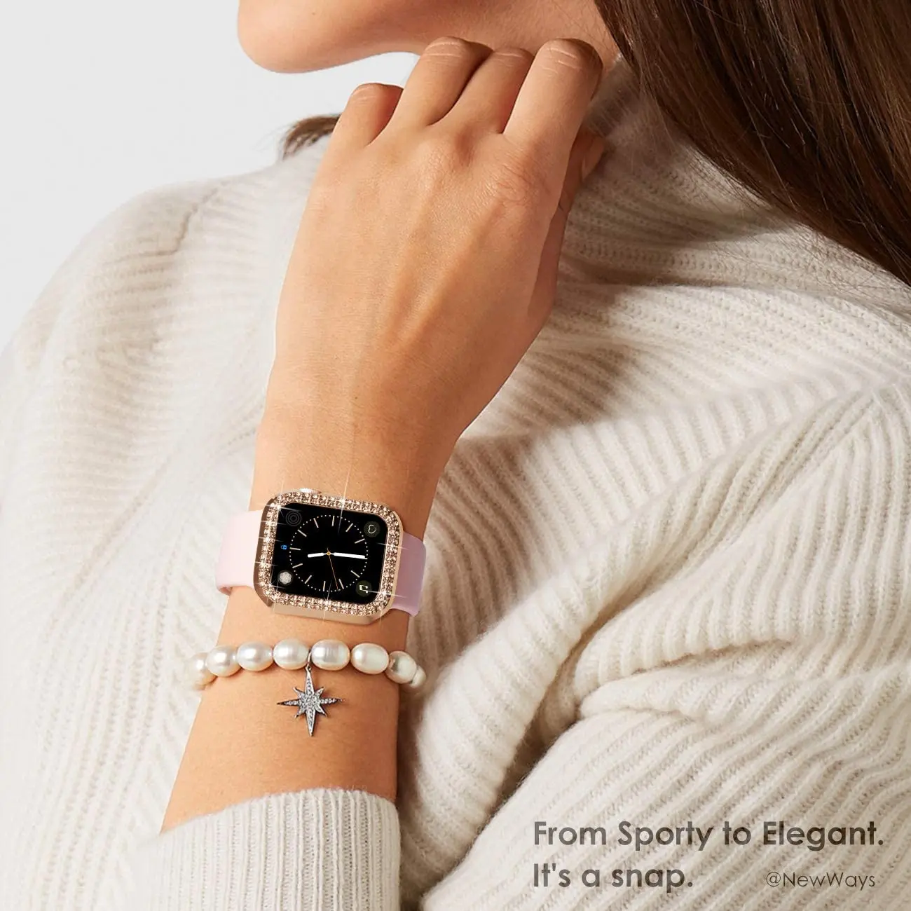 Алмазный чехол для Apple Watch 44 мм 40 42 38 шикарная Защита экрана iwatch series 3 4 5 6 7 se 41 45 -