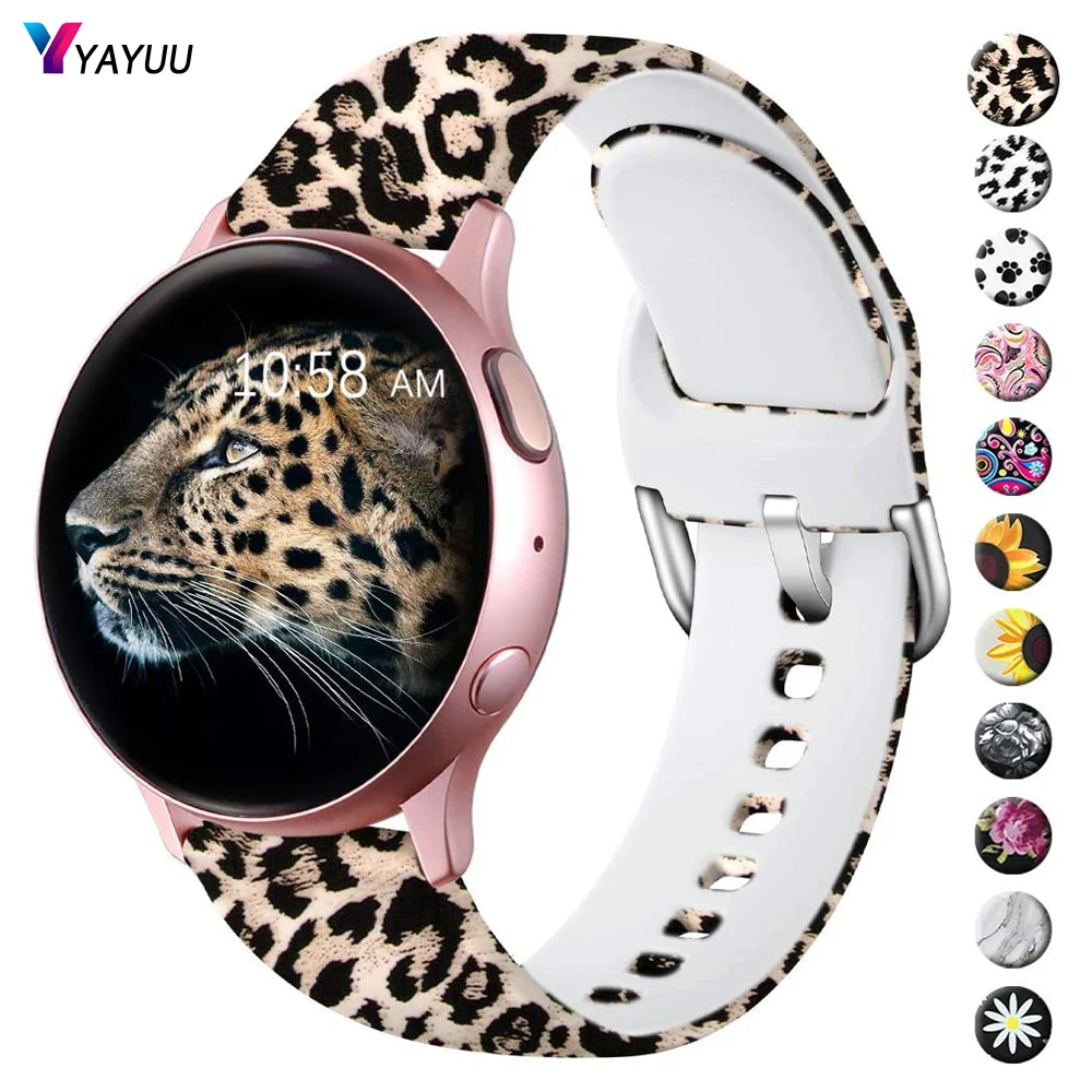 Силиконовый Цветочный ремешок YAYUU для Samsung Galaxy Watch 42 мм Active 2 40 44 универсальный