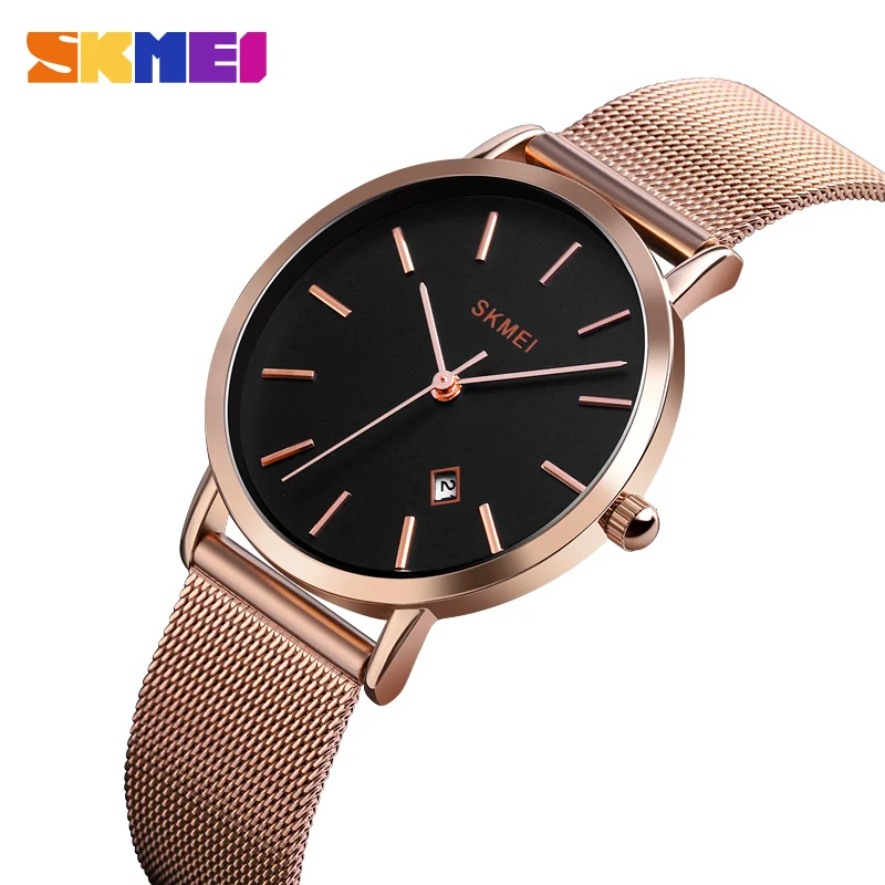 

SKMEI Luxury Women's Watch Waterproof Date Fashion Gold Ladies Stainless Mesh Quartz Wristwatch Relogio Feminino 1530
