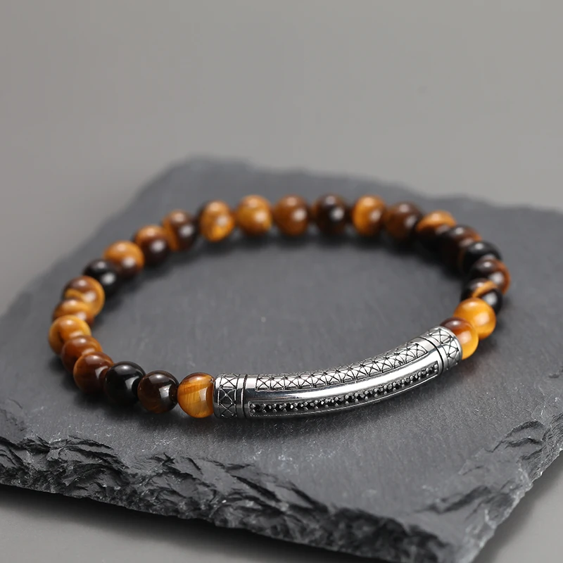 

Роскошный браслет/нержавеющая сталь/бусины/амулеты/Любовник/браслеты для женщин и мужчин металлический браслет из натурального камня Ювел...