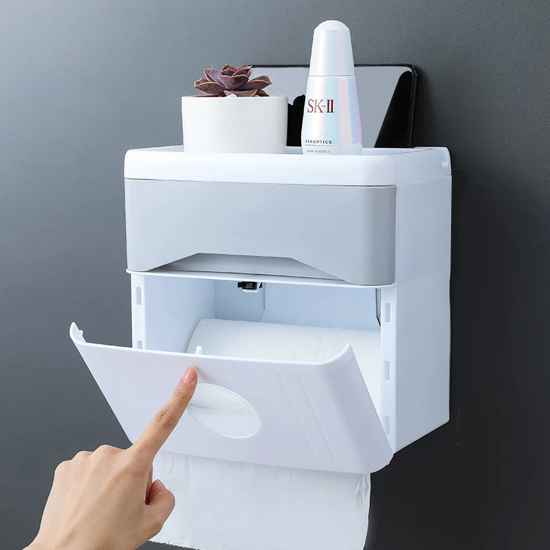 

Phone Holder Toilet Paper Dispenser Wall Napkin Rolling Tray Toilet Paper Organizer Uchwyt Na Papier Bathroom Shelves DE50CZH