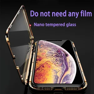 10PCS Wholesale Double Side Glass Mobile Phone Case For Apple Iphone 6 7 8 11 12 X Transparent Phone Protect Tempered Flip Cover