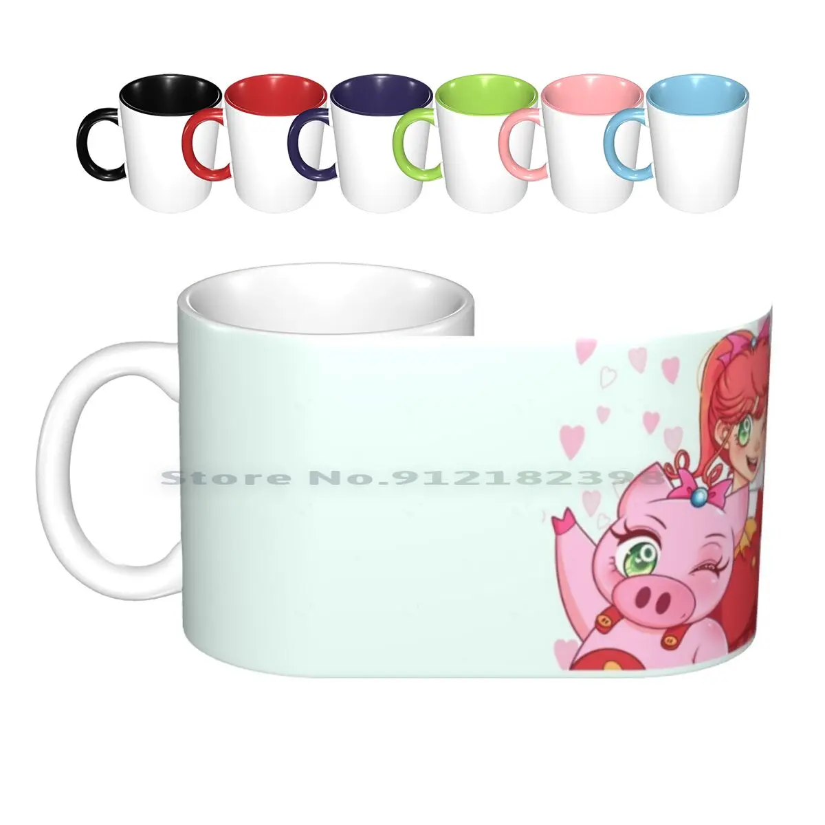 

Super Pig Ceramic Mugs Coffee Cups Milk Tea Mug Anime Girlm Manga Pig Tonde Burin Super Creative Trending Vintage Gift Bottle