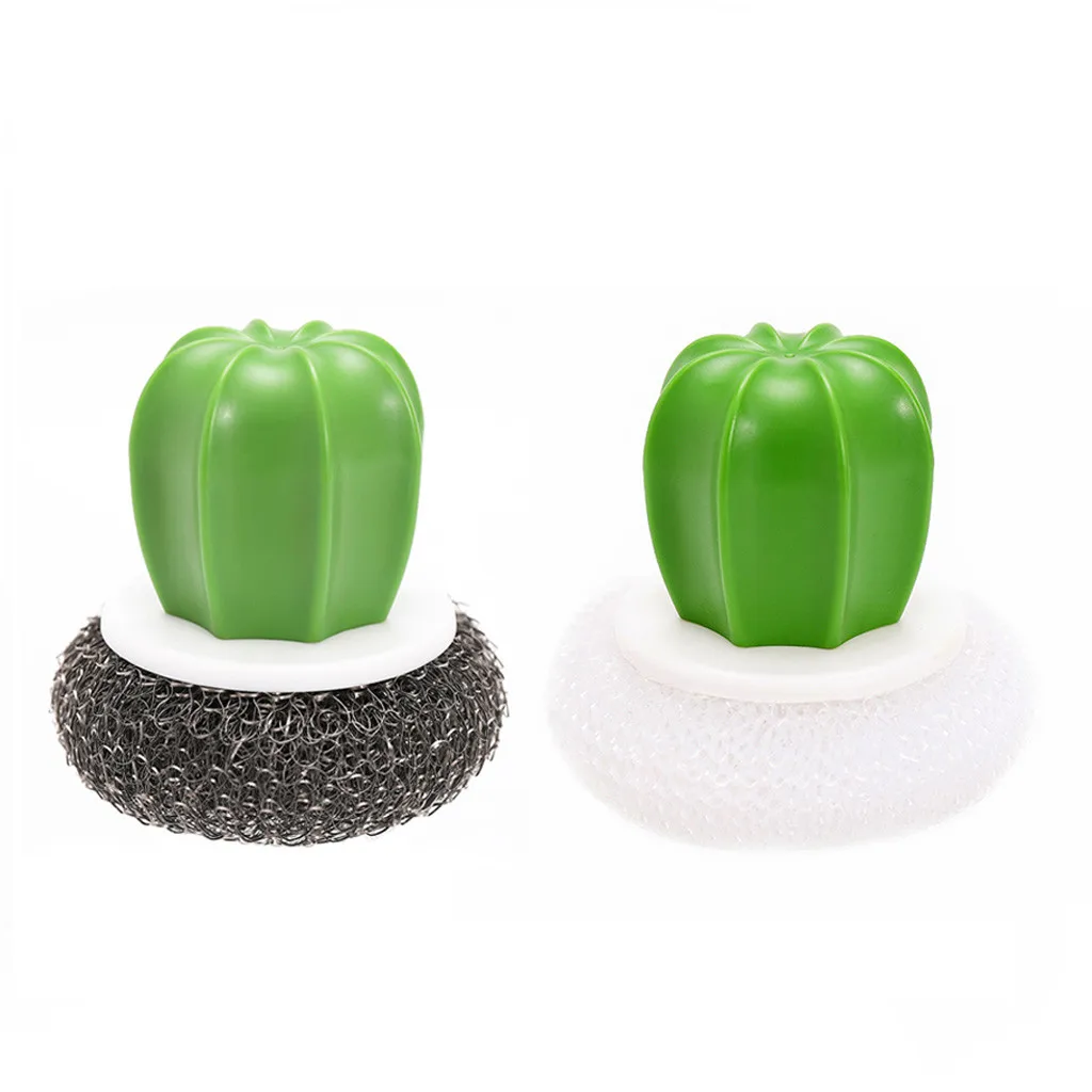 2 шт. ручка нержавеющая сталь проволочным шариком кухонная щетка для чистки