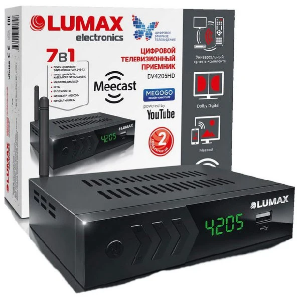Цифровой телевизионный ресивер Lumax DV 4205 HD черный|Спутниковое ТВ| |