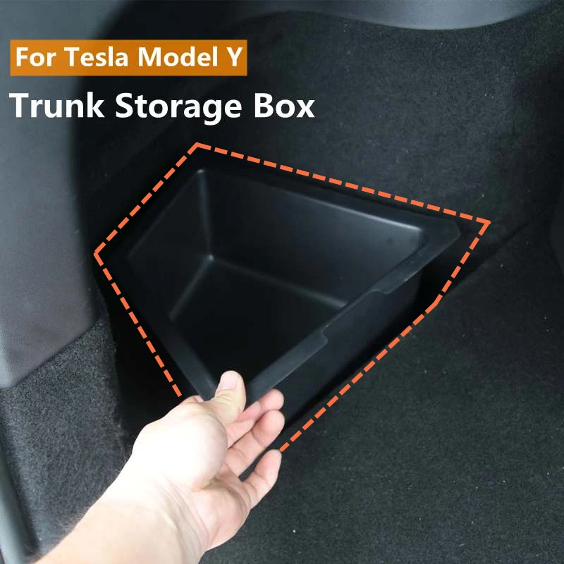 

Rear Trunk Side Storage Box Trunk Left and Right Storage Bag Double Partition Board For Tesla Model Y 2021 Interior Accessories