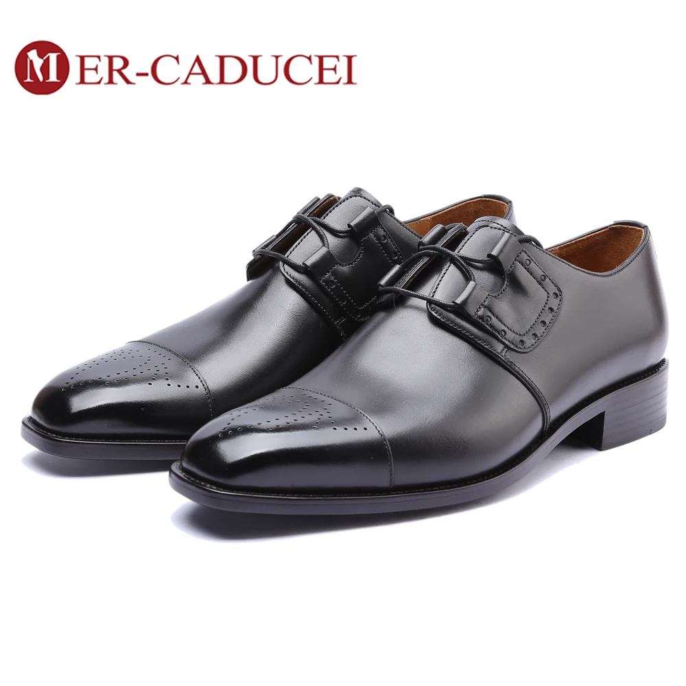 Мужские туфли Дерби из натуральной кожи роскошные брендовые винтажные деловые