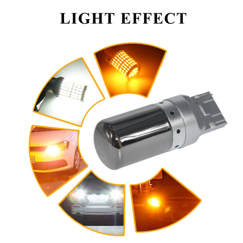 

1Pcs 12V 1156 BA15S P21W BAU15S PY21W T20 7440 W21W LED Bulbs 3014 144smd Error Free Turn Signal Lights Brake lamp