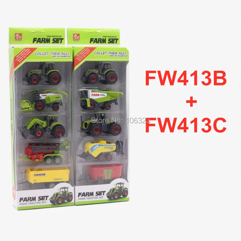 FW413B FW413C-STP Литые под давлением фермерские игрушечные транспортные средства, литые под давлением металлические коллекционные модели автомобилей, сельскохозяйственные тракторы плантаторы трейлеры игровой набор, собрать их все - Цвет: FW413B FW413C-STP