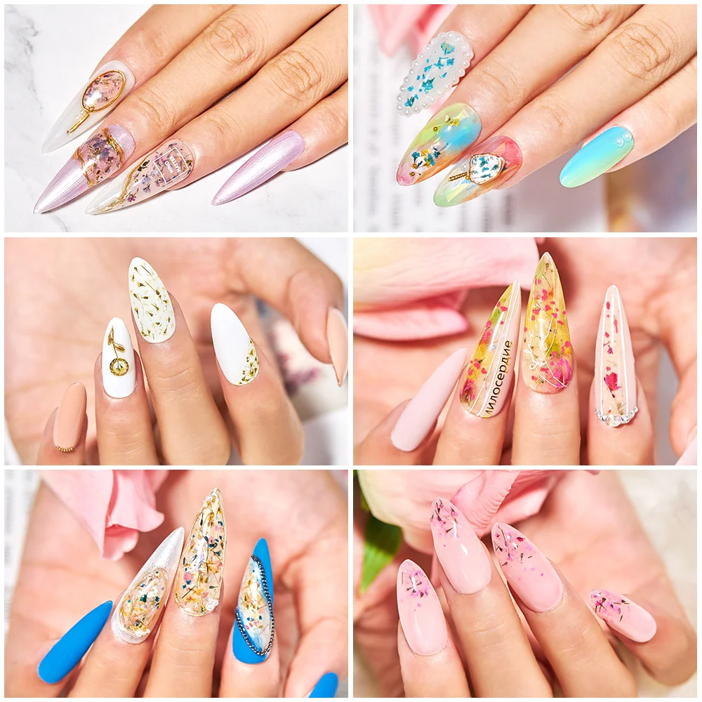 6 коробок набор натуральных сушеных цветочных гелей впитывающий Гель-лак для