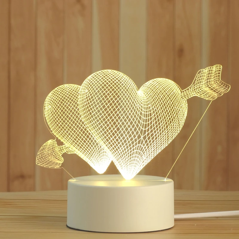 

3D Patterns Night Lights Acrylic Plate USB Table Lamp Bedroom Bedside Decoration Room Decor For Kid Birthday Gift LED Night Lamp