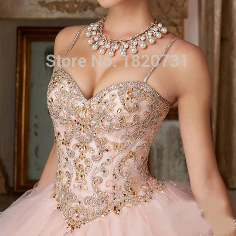 Розовые платья Quinceanera бальное платье с корсетом из бусин тюля недорогие Платья de