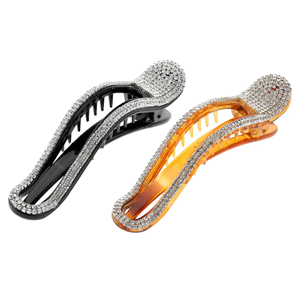 

2 PIECES RHINESTONE HAIR CLIP SLIDE GRIP WEDDING BRIDESMAID PROM PARTY HEADWEAR