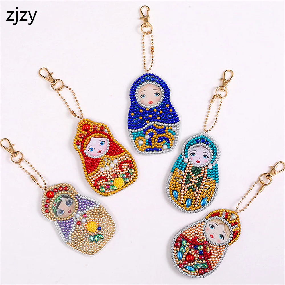 Русская кукла дизайн сделай сам Алмазный брелок картина рождественский подарок 5