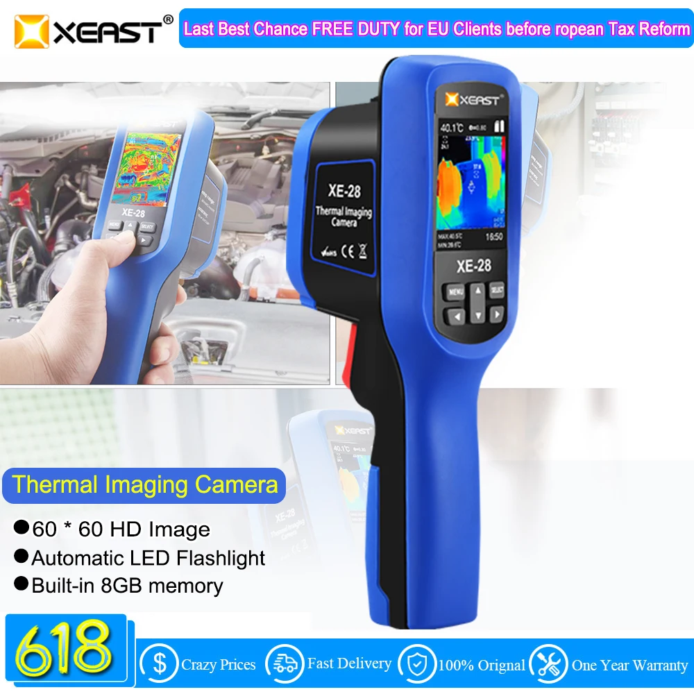 Портативный тепловизор XEAST инфракрасный термометр с цветным экраном крутой