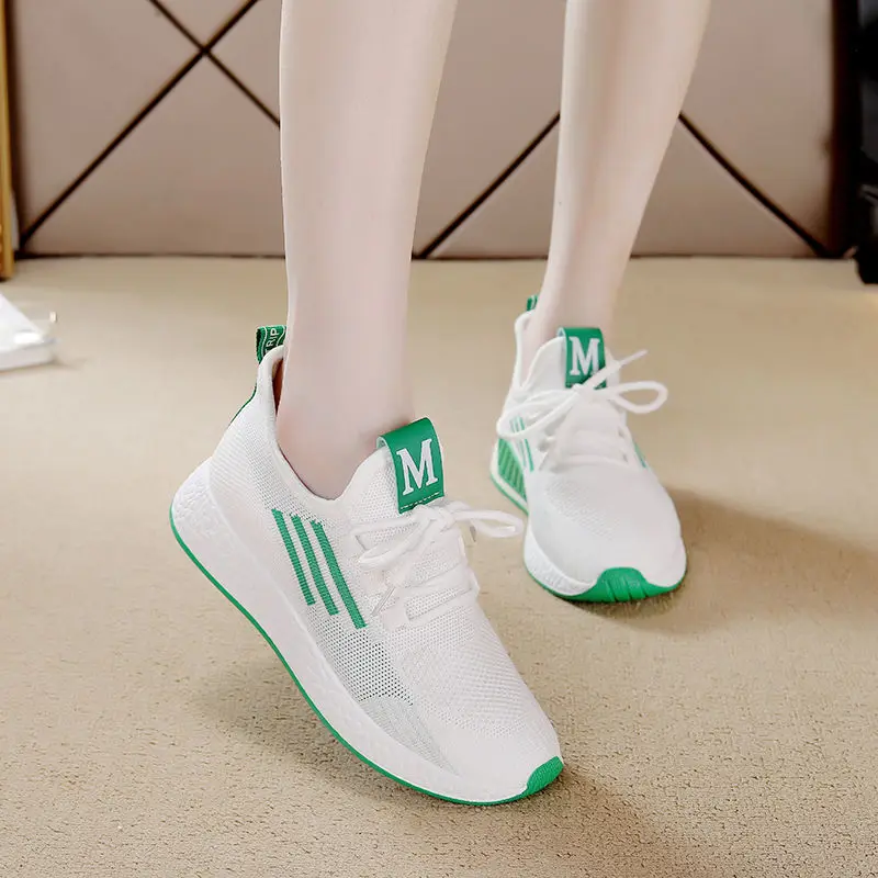 

Women's Shoes 2021 New Summer Sports Shoes Women's Breathable Mesh Casual Woven Running Shoes Female White Shoes