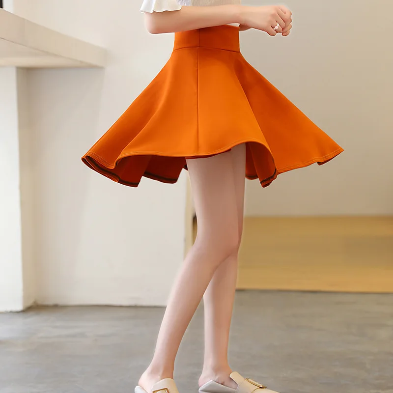 Женские юбки трапециевидной формы с высокой талией мягкие Однотонные эластичные