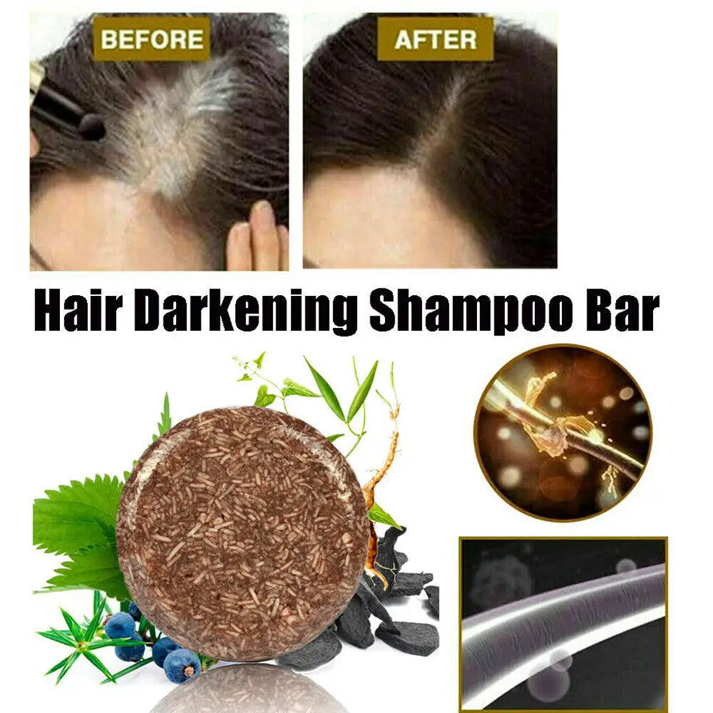 

2pcs Shampoo Soap Hair Pitch Black Hair Darkening Shampoo Bar Natural Organic Conditioner And Repair Hair Care Supplies