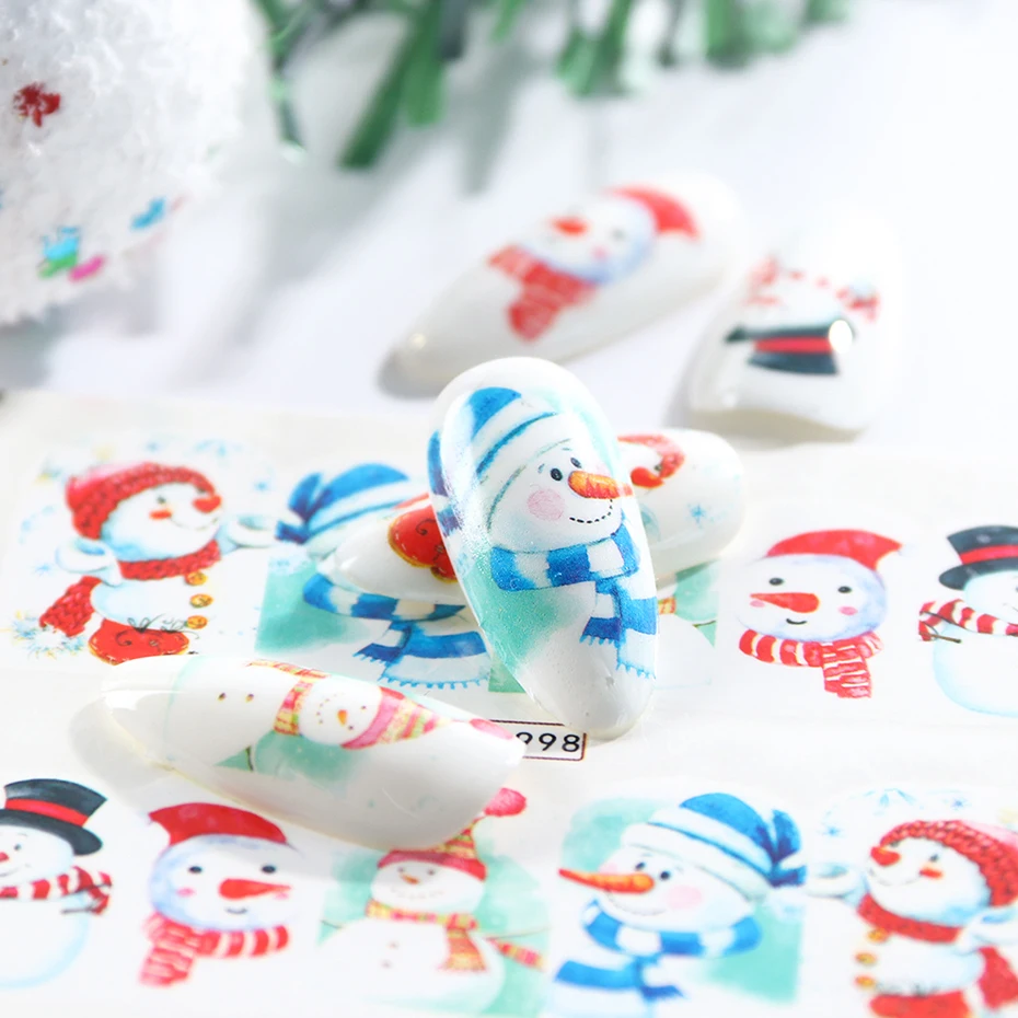 12 видов конструкций наклейки на Рождество Санта-Клауса для дизайна ногтей