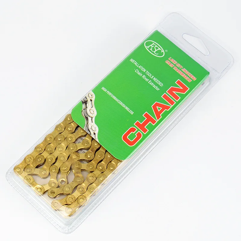 

24 Speed Gold Bicycle Chain Mountain Road Bike Chain Manganese Steel Ultralight 116L Full Hollow Chains Cycling Bicycle Parts