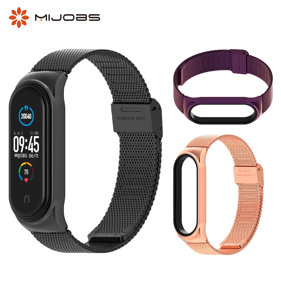 

Mijobs Mi Band 5 Strap Metal Bracelet for Xiaomi Mi Band 5 4 3 Stainless Steel Smart Wristband Miband 5 Wrist Straps Accessories