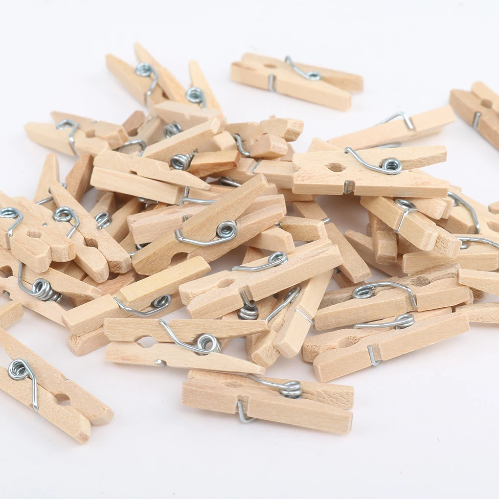 Clips en bois naturel de petite taille 25mm  100 pièces  Mini Clips Photo  épingles à linge