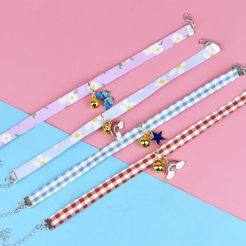 

Kitten Collar with Bell Cute Cat Collars Safety Breakaway Adjustable Puppy Collar Pet Supplies for Puppy Kittens Necklace