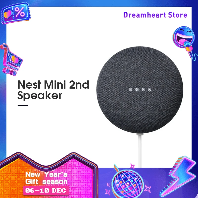 Оригинальный Новый умный мини-динамик Google Nest (2-е поколение Home Mini) Герметичный