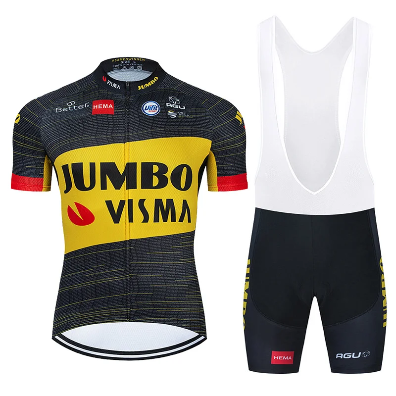 

2021 Team Jumbo Visma Cycling Jersey 20D Bib Set MTB Bicycle Clothing Belgium Summer Bike Clothes Mens Short Maillot Culotte