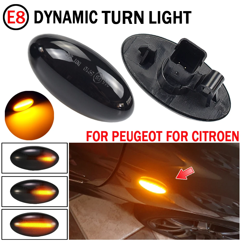 

2pcs For Peugeot Traveller 2016-2018 LED Dynamic Turn Signal Side Marker Light Sequential Blinker
