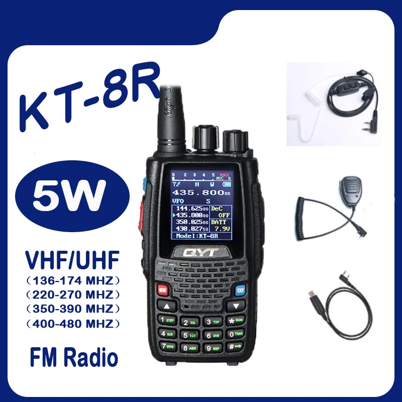 

QYT KT-8R KT8R Quad Five Four 4 5 Band Portable Walkie Talkie Large Screen Intercom U/VHF Two Way CB Ham Radio HF FM Transceiver