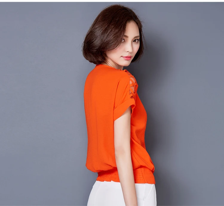 2020 O-neck white Chiffon women tops blusas Plus Size women's clothing Summer Short Sleeve Women shirt Blouses Fashion 72B 25 |