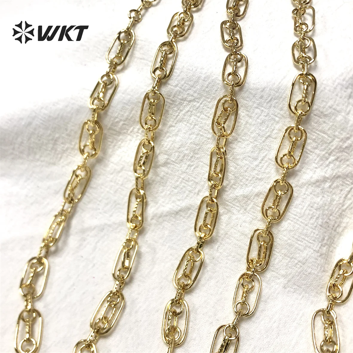 WT-BC181 Wholesale Yellow Brass With Gold Plated Chains Attractive Design Paper Clip Style Chain Jewelry Finding 10 Meters/ Lot