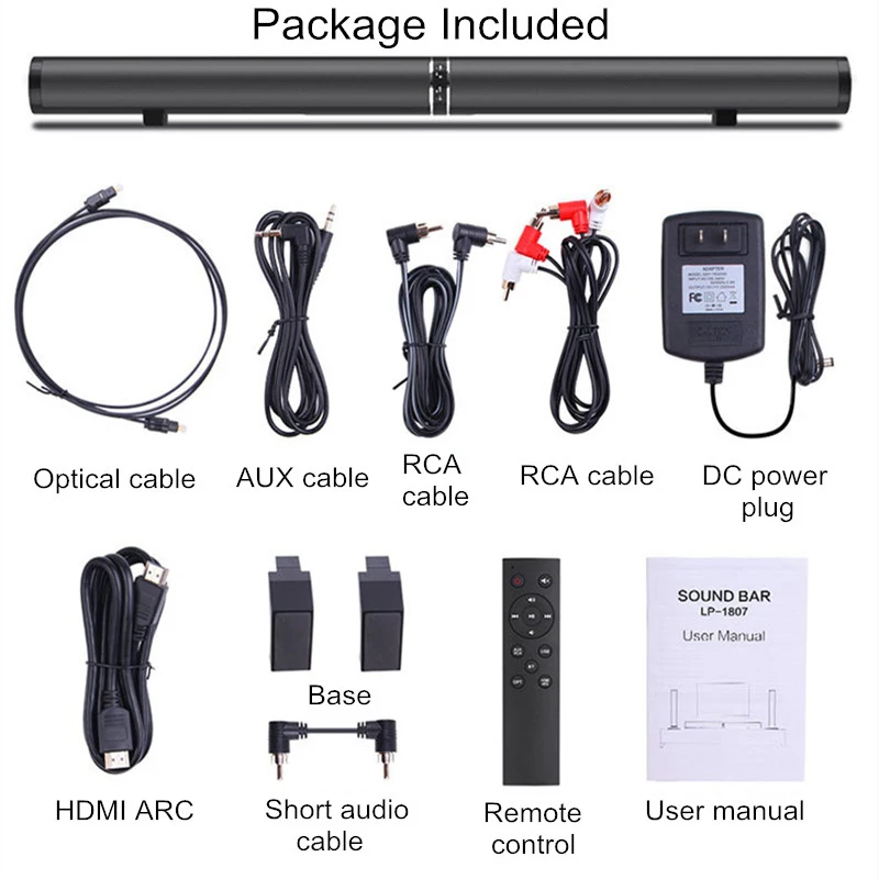 Bluetooth динамик Съемная ТВ эхо стена Саундбар Hifi стерео колонка двойной сабвуфер