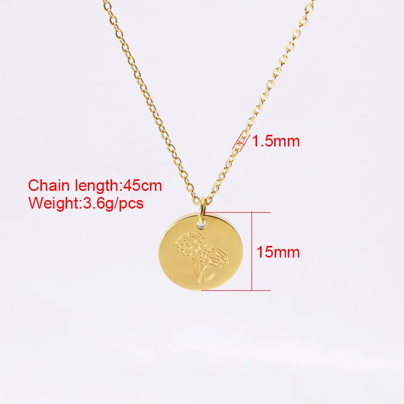 

Birth Month Flower Necklace Gold Color Stainless Steel January Snowdrop Flower for Women Gift The New Year 45cm Long, 1 Piece