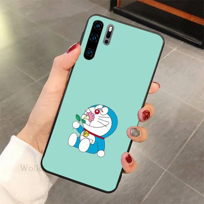 

Blue Light Doraemon Wristband Lanyard Phone Case For Huawei P10 20 30 40 lit 2017 pro SMART 2019 nax fundas cover