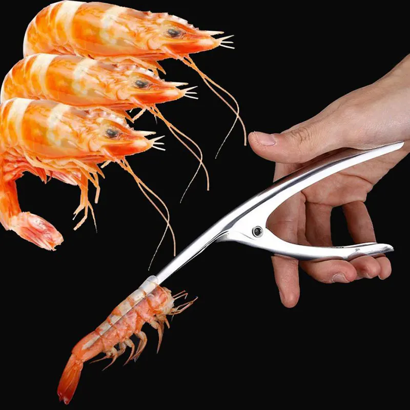 

Stainless Steel Prawn Peeler Shrimp Deveiner Peel Device Creative Kitchen Seafood Tools GHS99