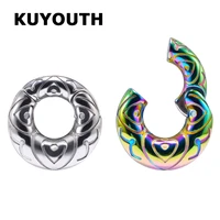 kuyouth unique stainless steel heart pattern magnet ear weight expanders body piercing jewelry earring gauges stretchers 2pcs